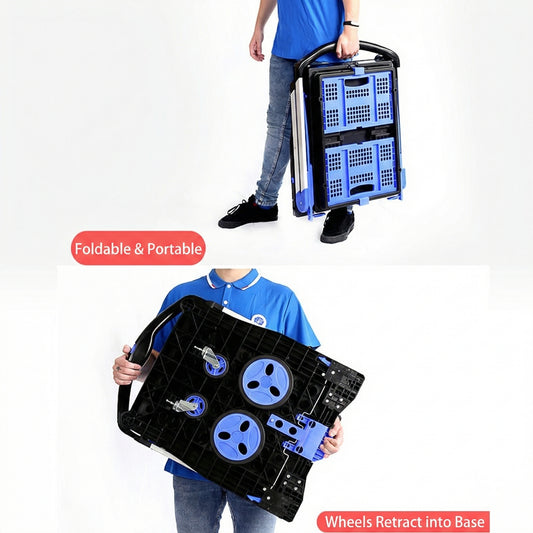 Portable Folding Shopping Cart – Silent Push Cart for Grocery, Market & Outdoor Use