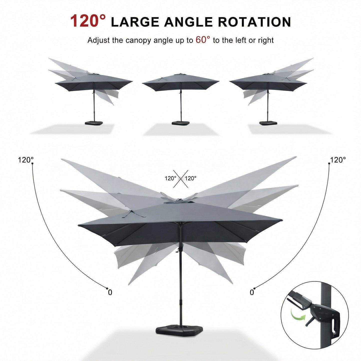 Large Outdoor Patio Umbrella with Built-In Lighting – Wind-Resistant Double-Pole Design for Garden, Villa & Commercial Use
