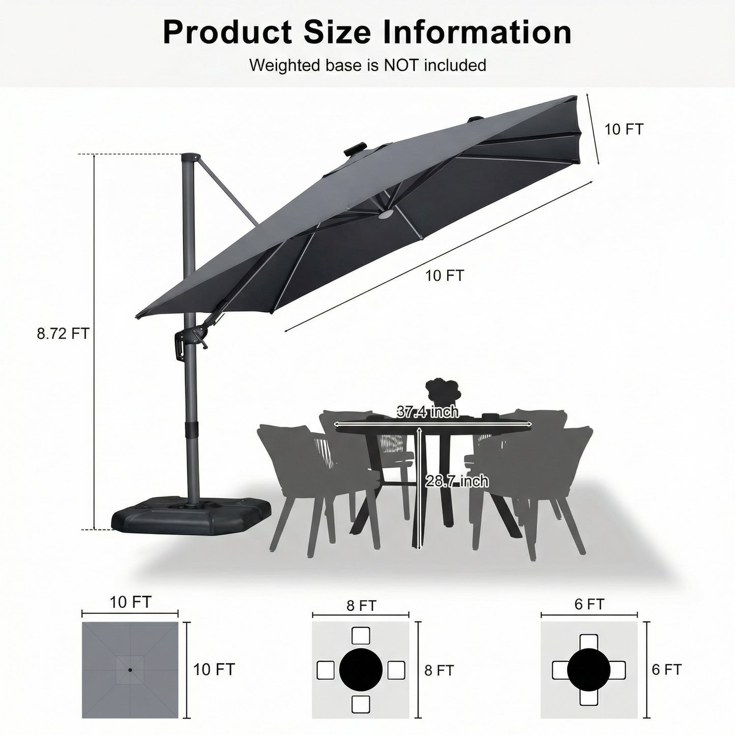 Large Outdoor Patio Umbrella with Built-In Lighting – Wind-Resistant Double-Pole Design for Garden, Villa & Commercial Use