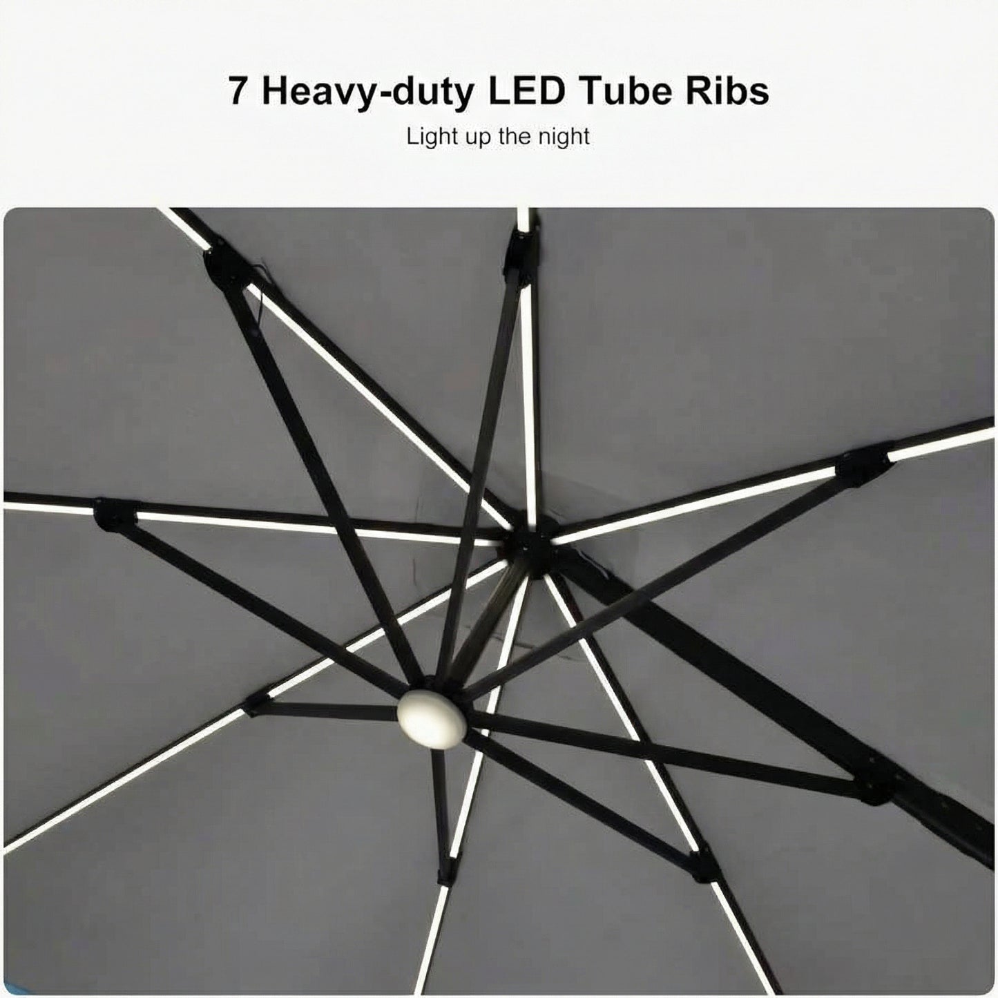 Large Outdoor Patio Umbrella with Built-In Lighting – Wind-Resistant Double-Pole Design for Garden, Villa & Commercial Use
