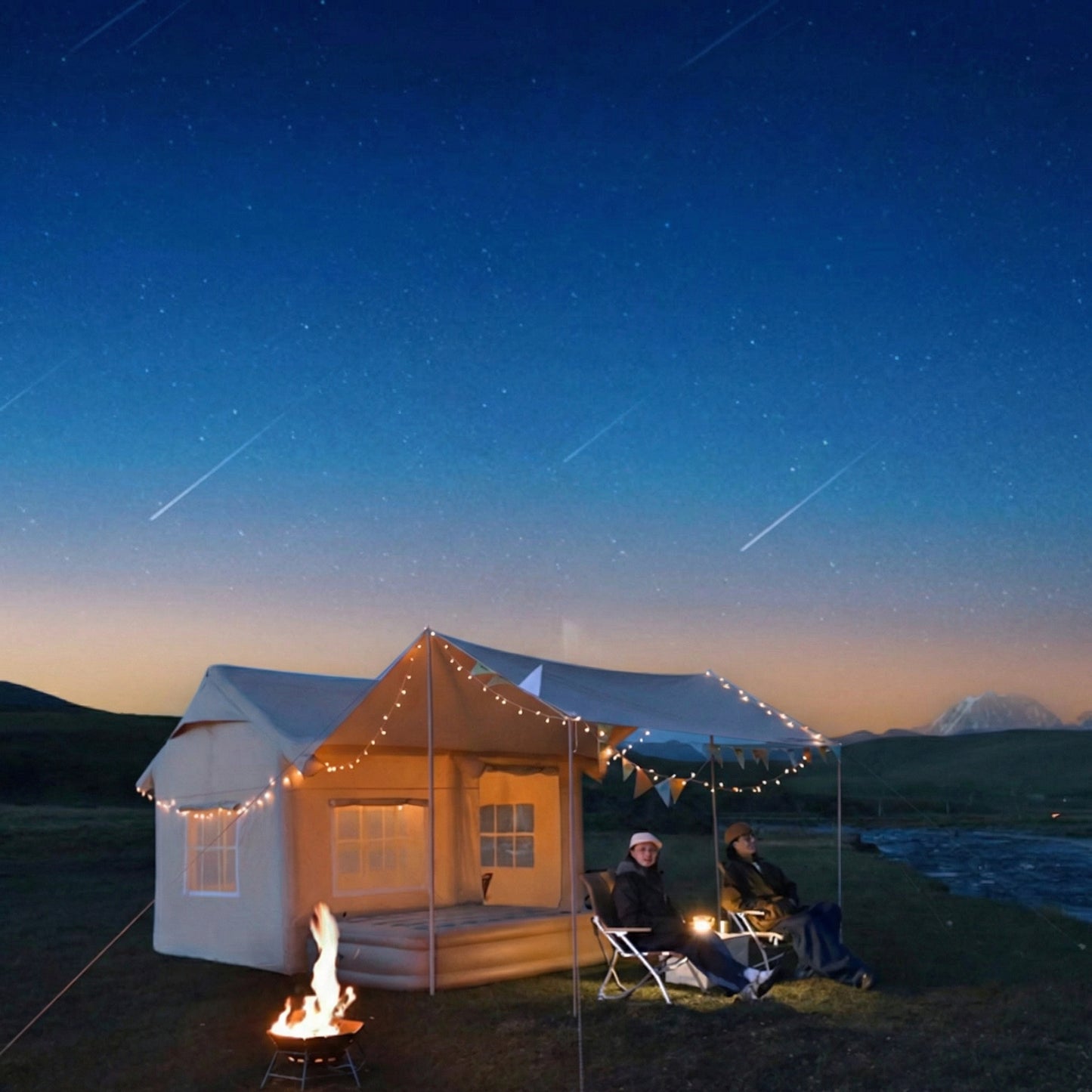 Inflatable Camping Tent – Easy Setup Family Tent for 3–4 People, Outdoor Travel & Comfortable Camping