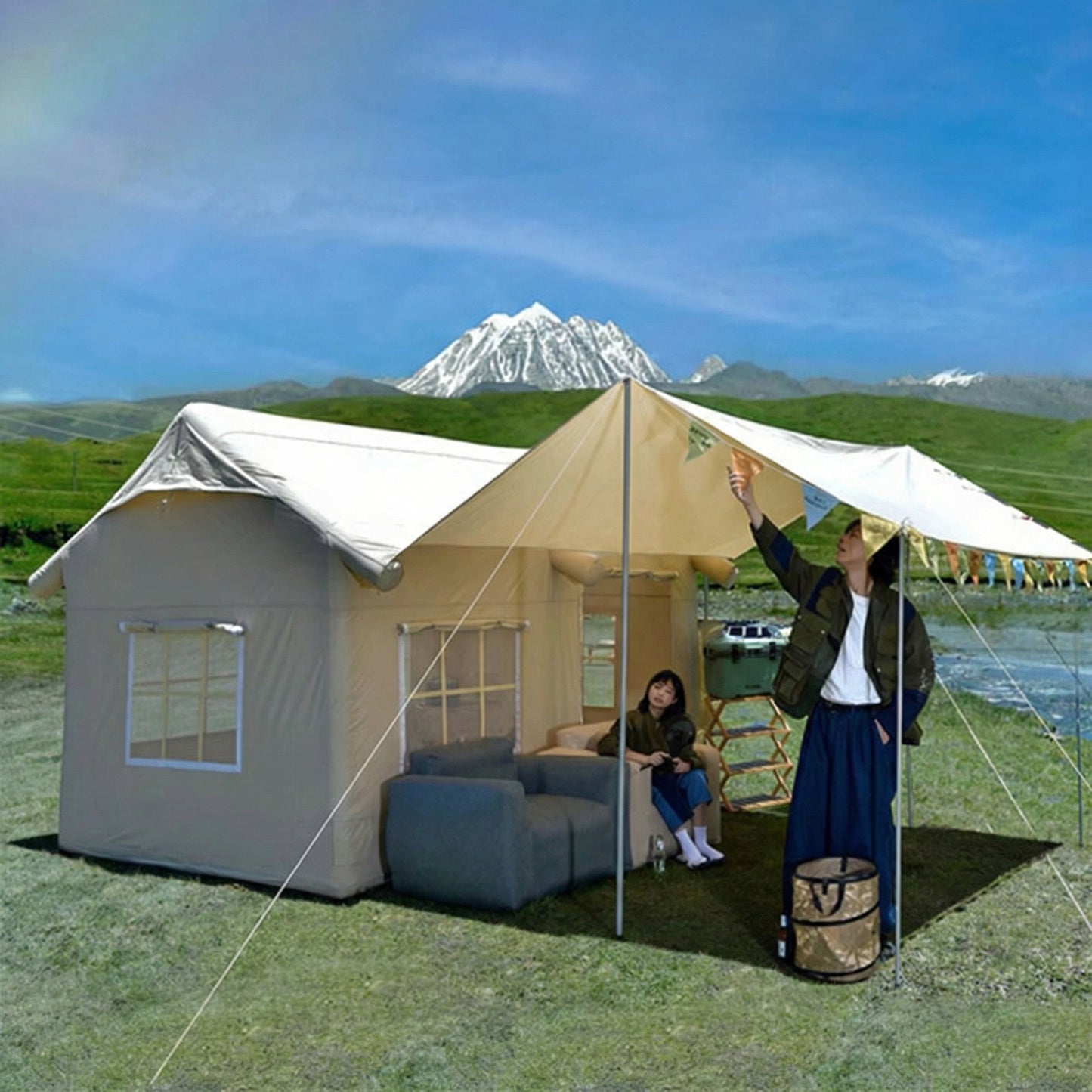 Inflatable Camping Tent – Easy Setup Family Tent for 3–4 People, Outdoor Travel & Comfortable Camping