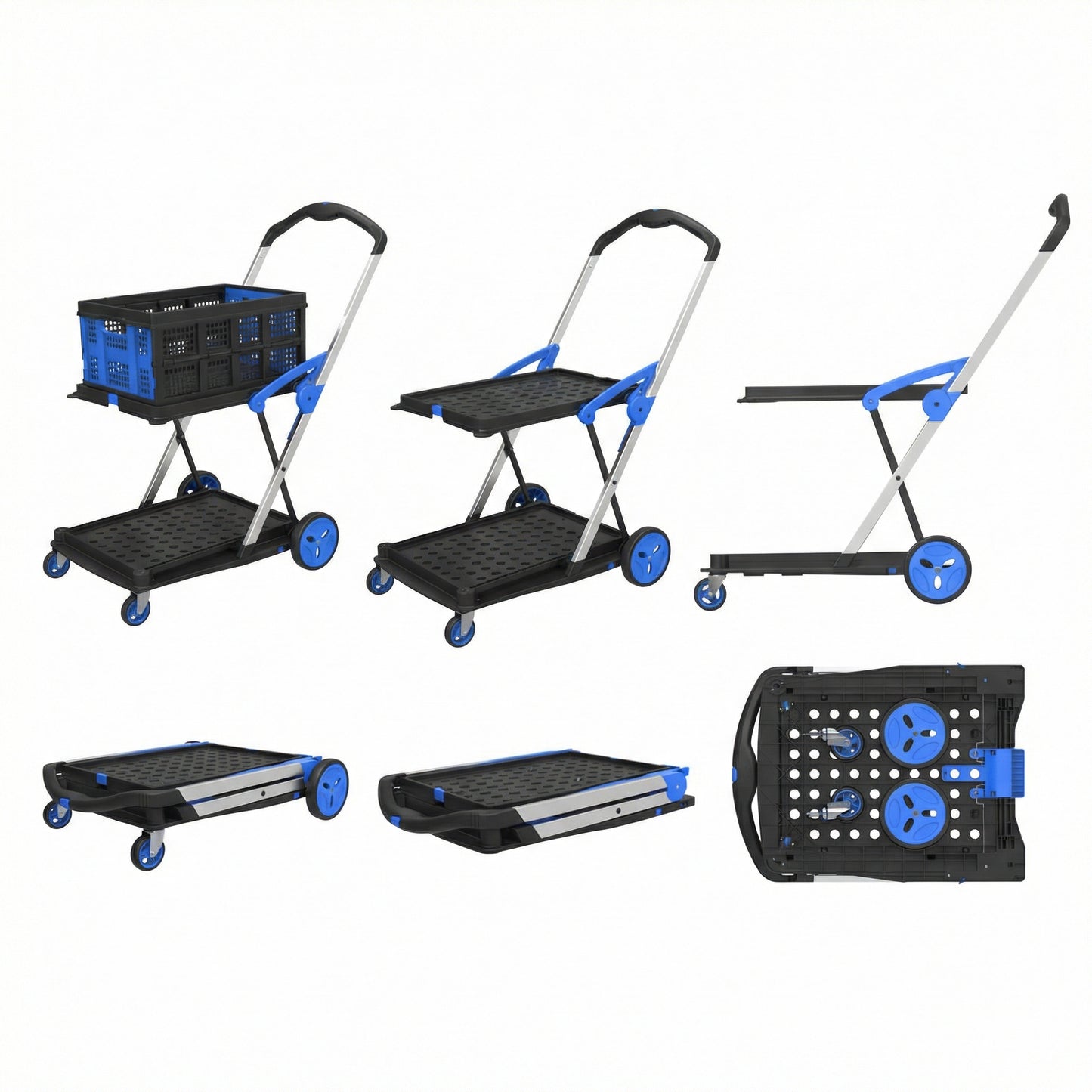 Portable Folding Shopping Cart – Silent Push Cart for Grocery, Market & Outdoor Use