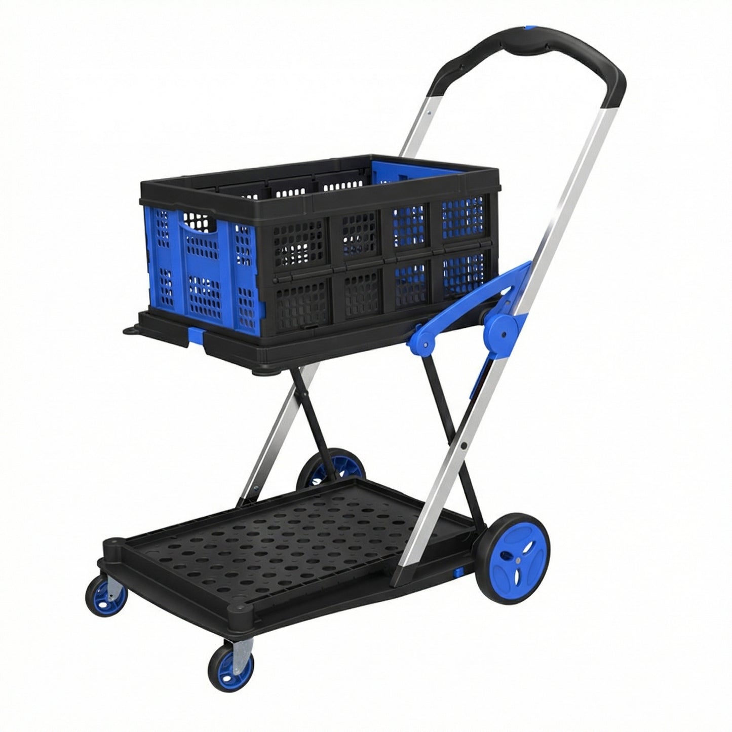 Portable Folding Shopping Cart – Silent Push Cart for Grocery, Market & Outdoor Use